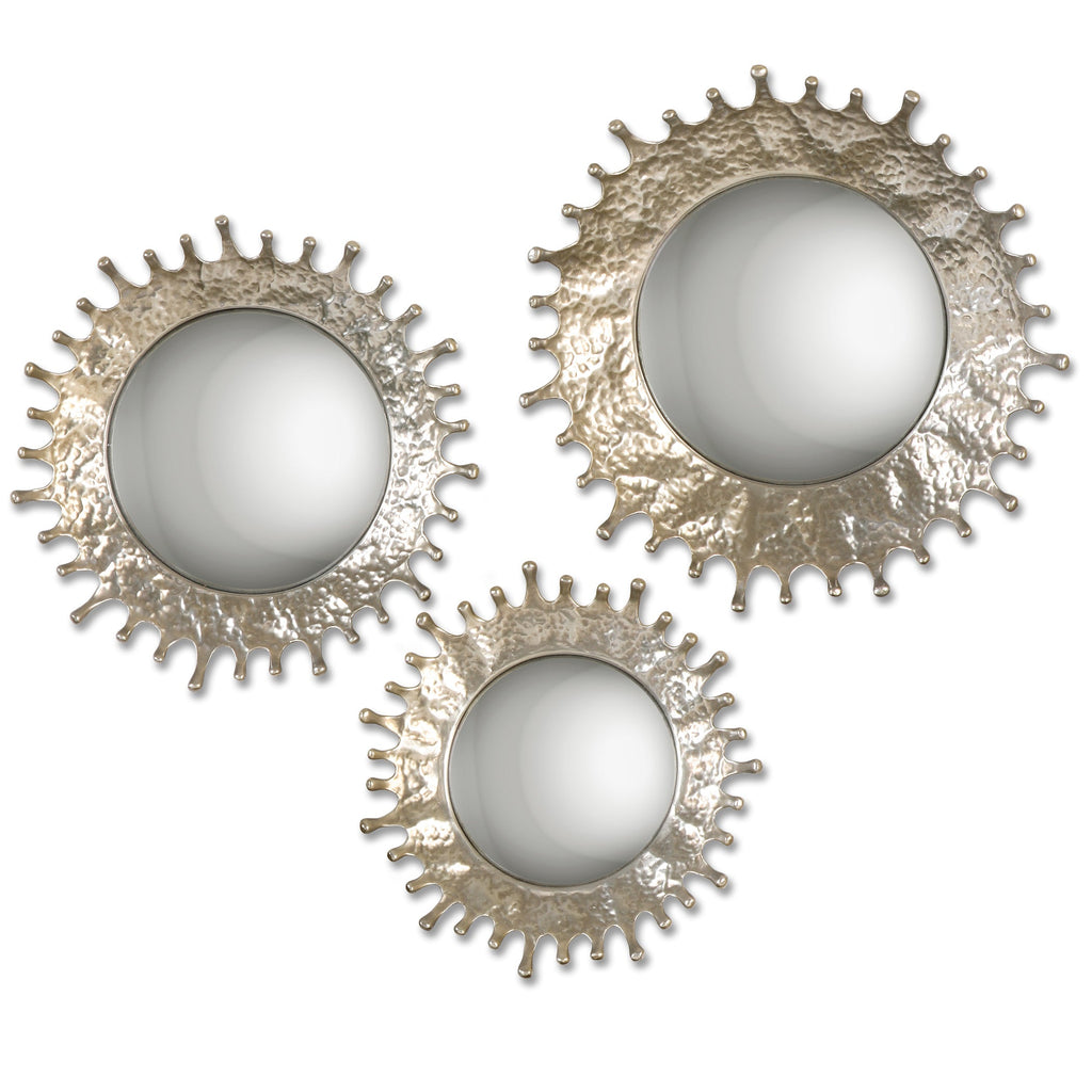 Rain Splash Round Mirrors, Set of 3