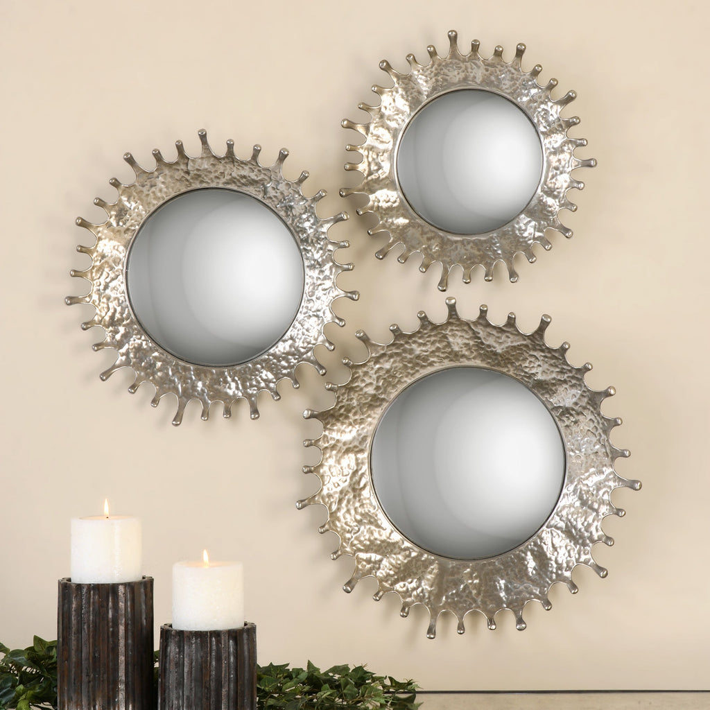 Rain Splash Round Mirrors, Set of 3