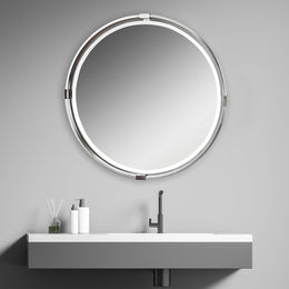 Tazlina Brushed Nickel Round Mirror