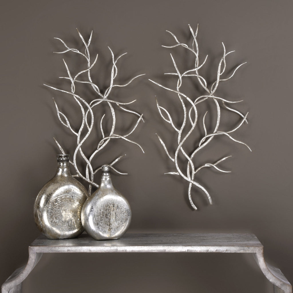 Silver Branches Wall Art Set of 2