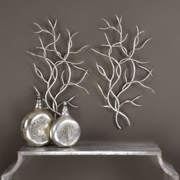 Silver Branches Wall Art Set of 2