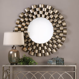 Taurion Silver Leaf Round Mirror