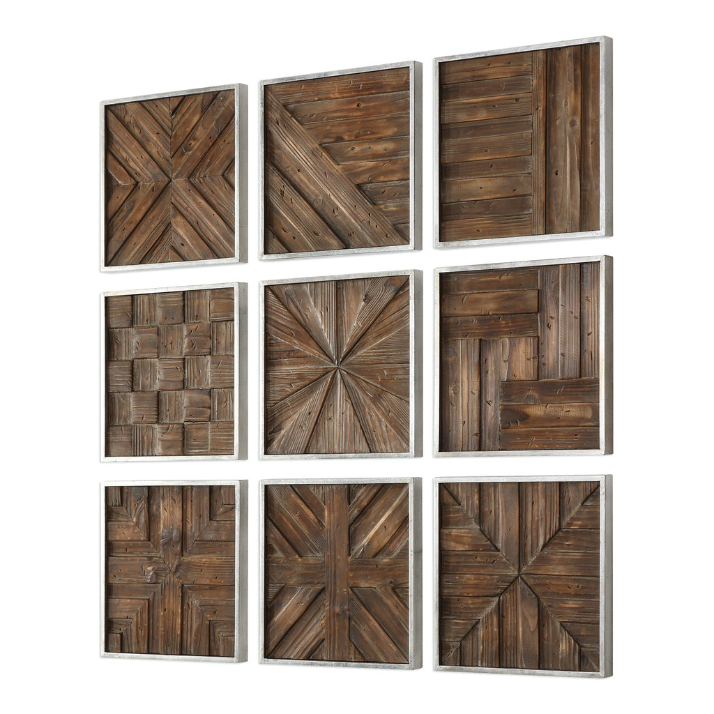 Bryndle Rustic Wooden Squares Set of 9