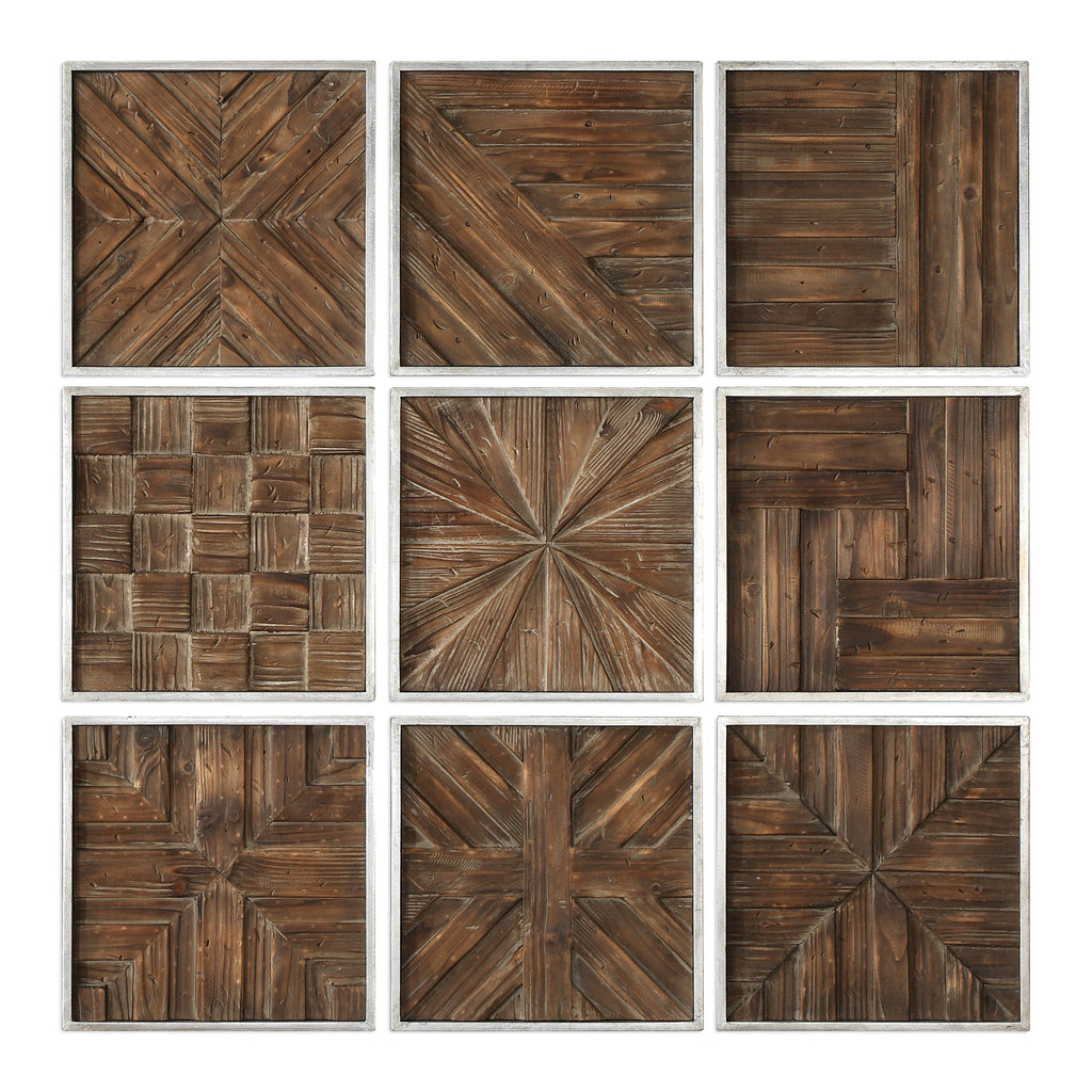 Bryndle Rustic Wooden Squares Set of 9