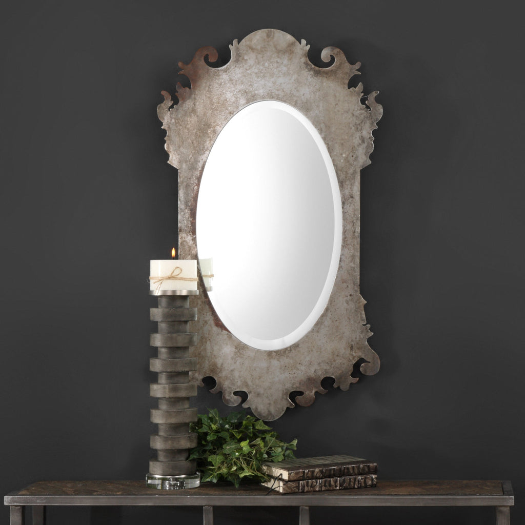 Vitravo Oxidized Silver Oval Mirror