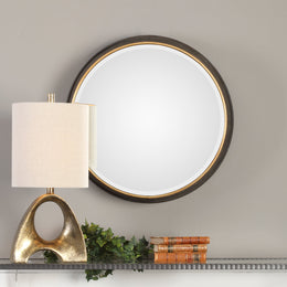 Sturdivant Antiqued Gold Round Mirror