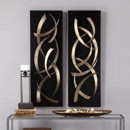 Brushstrokes Metal Wall Art, Set of 2