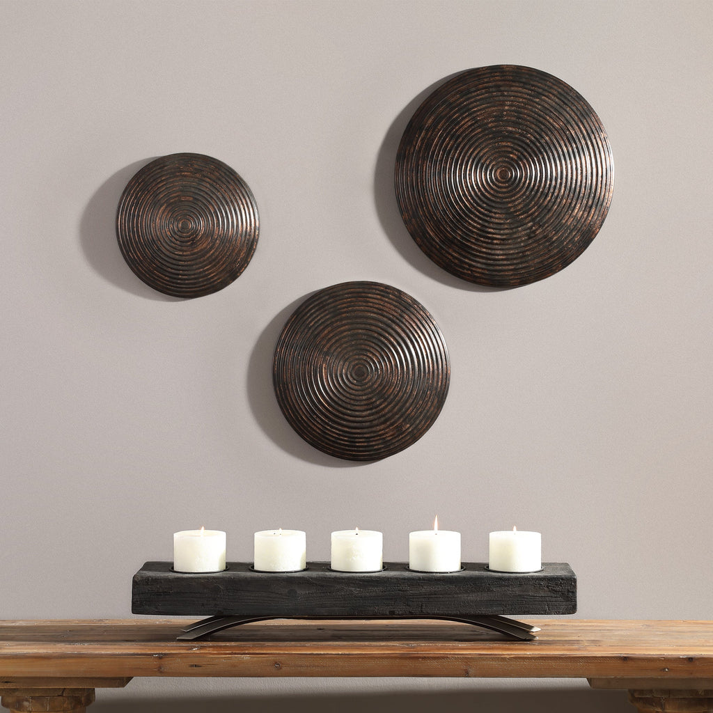 Hanneli Ribbed Bronze Circles Set of 3