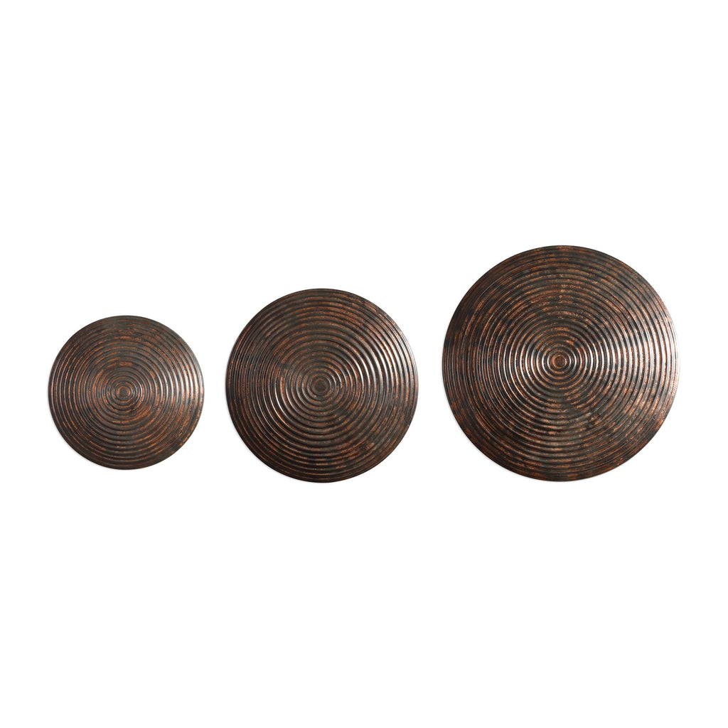 Hanneli Ribbed Bronze Circles Set of 3