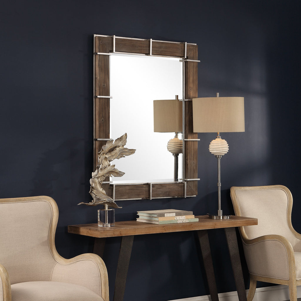 Wade Wooden Industrial Mirror