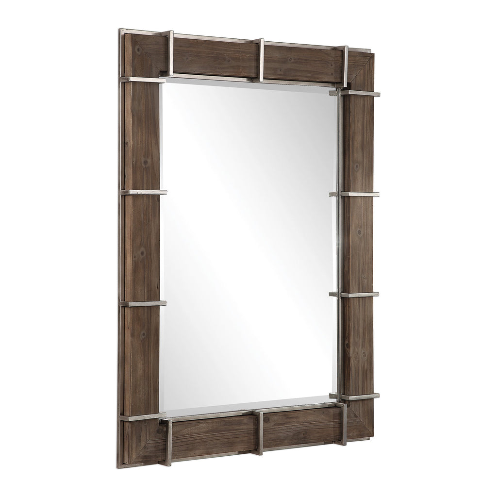 Wade Wooden Industrial Mirror