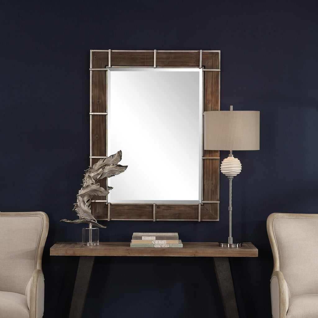 Wade Wooden Industrial Mirror