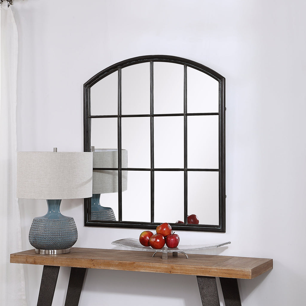 Lyda Aged Black Arch Mirror