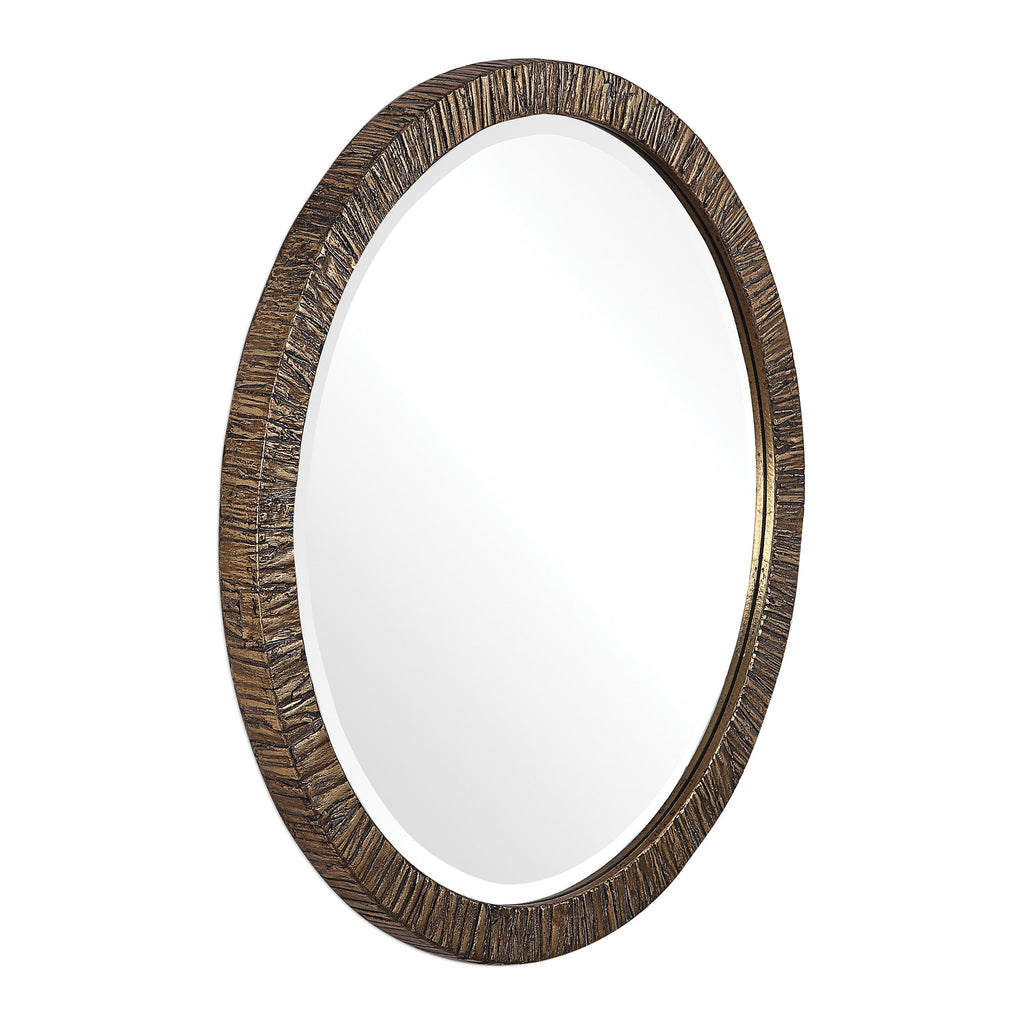 Wayde Gold Bark Round Mirror