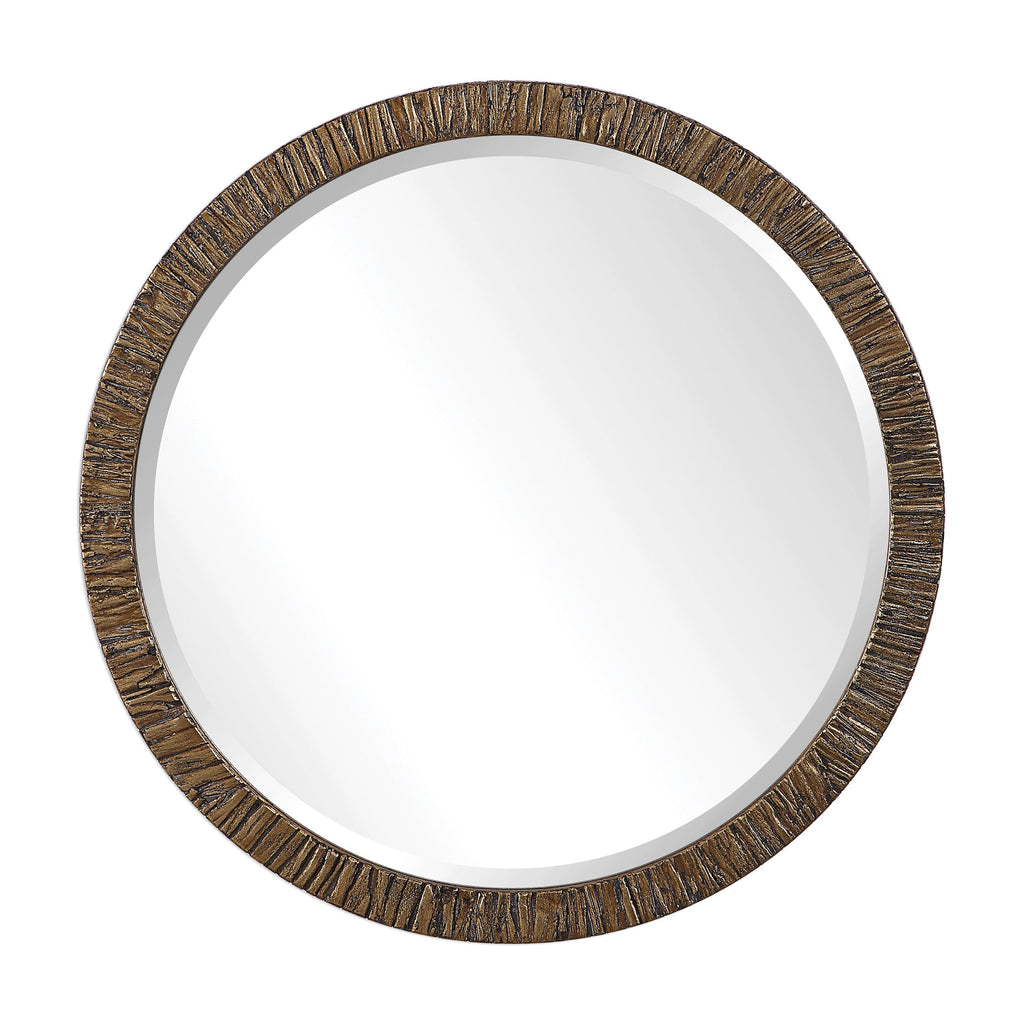 Wayde Gold Bark Round Mirror