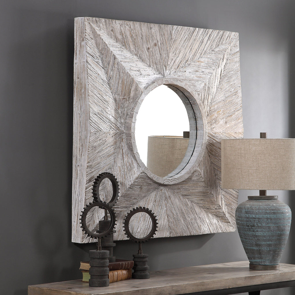 Huntington Light Gray Square Mirror