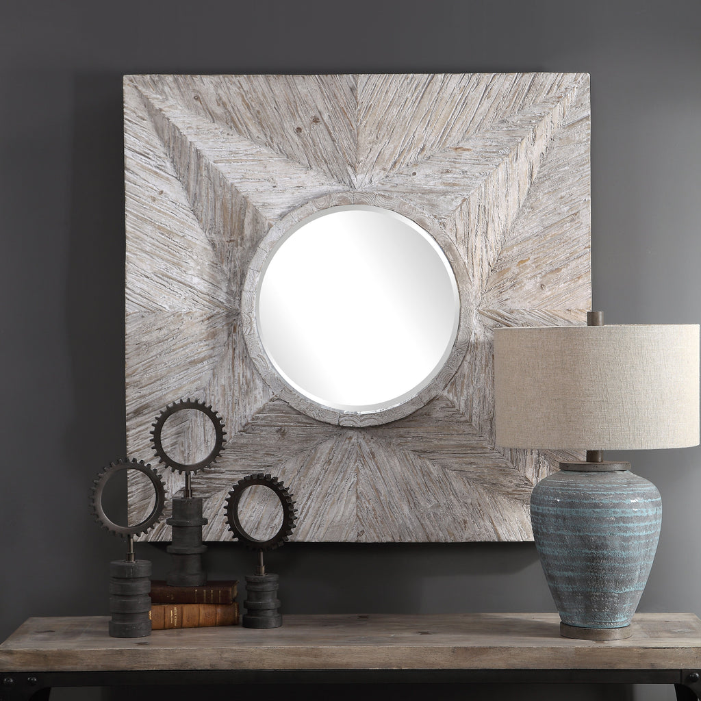 Huntington Light Gray Square Mirror