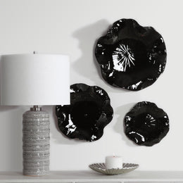 Abella Black Ceramic Wall Decor, Set of 3