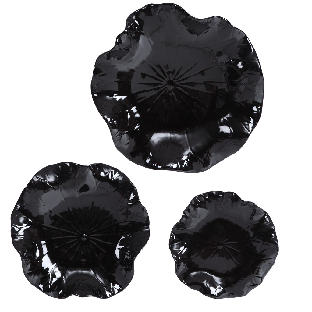 Abella Black Ceramic Wall Decor, Set of 3