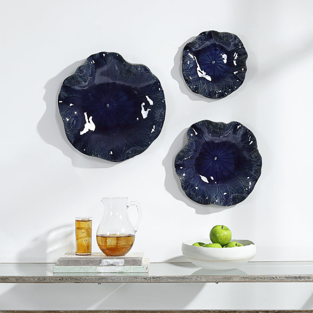 Abella Blue Ceramic Wall Decor,Set of 3