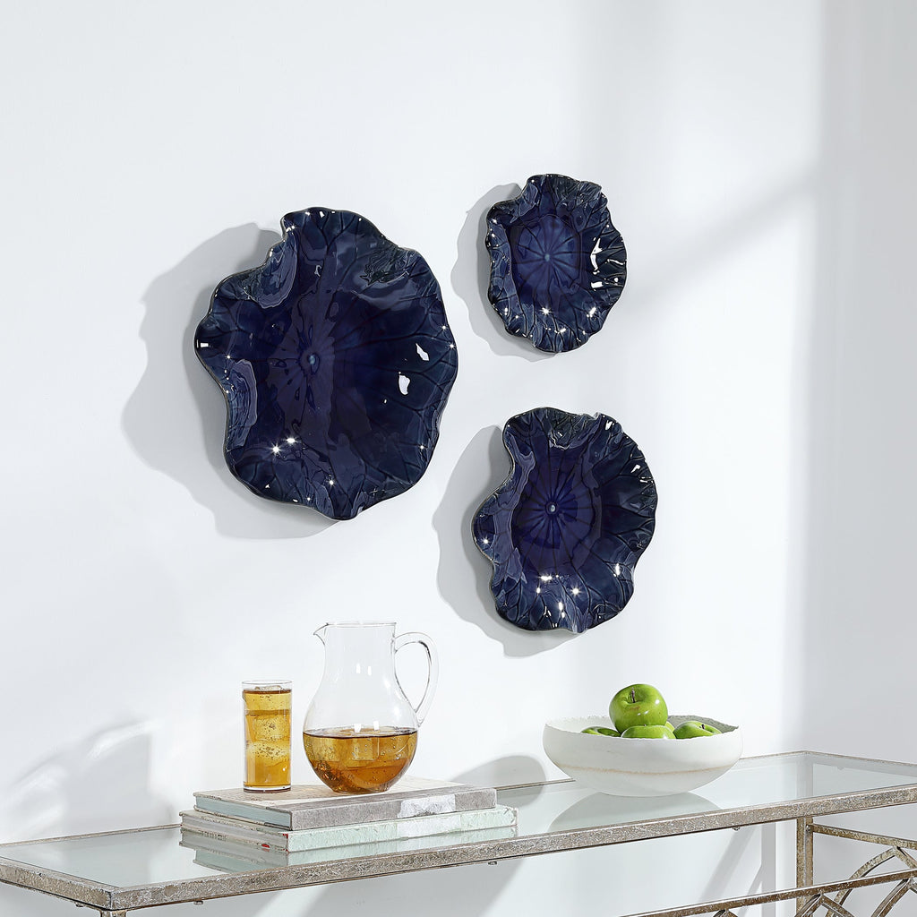 Abella Blue Ceramic Wall Decor,Set of 3