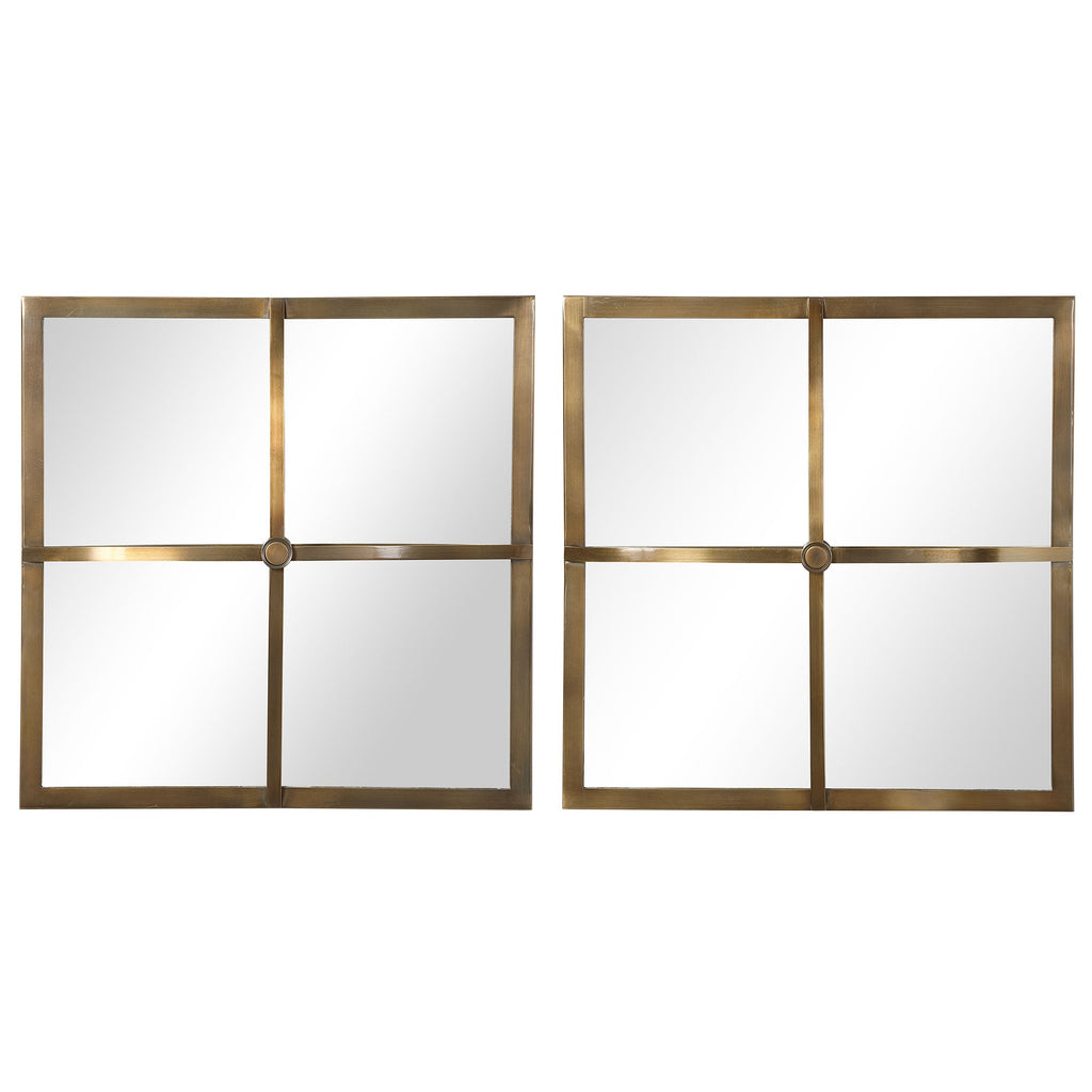 Window Pane Square Mirrors, Set of 2