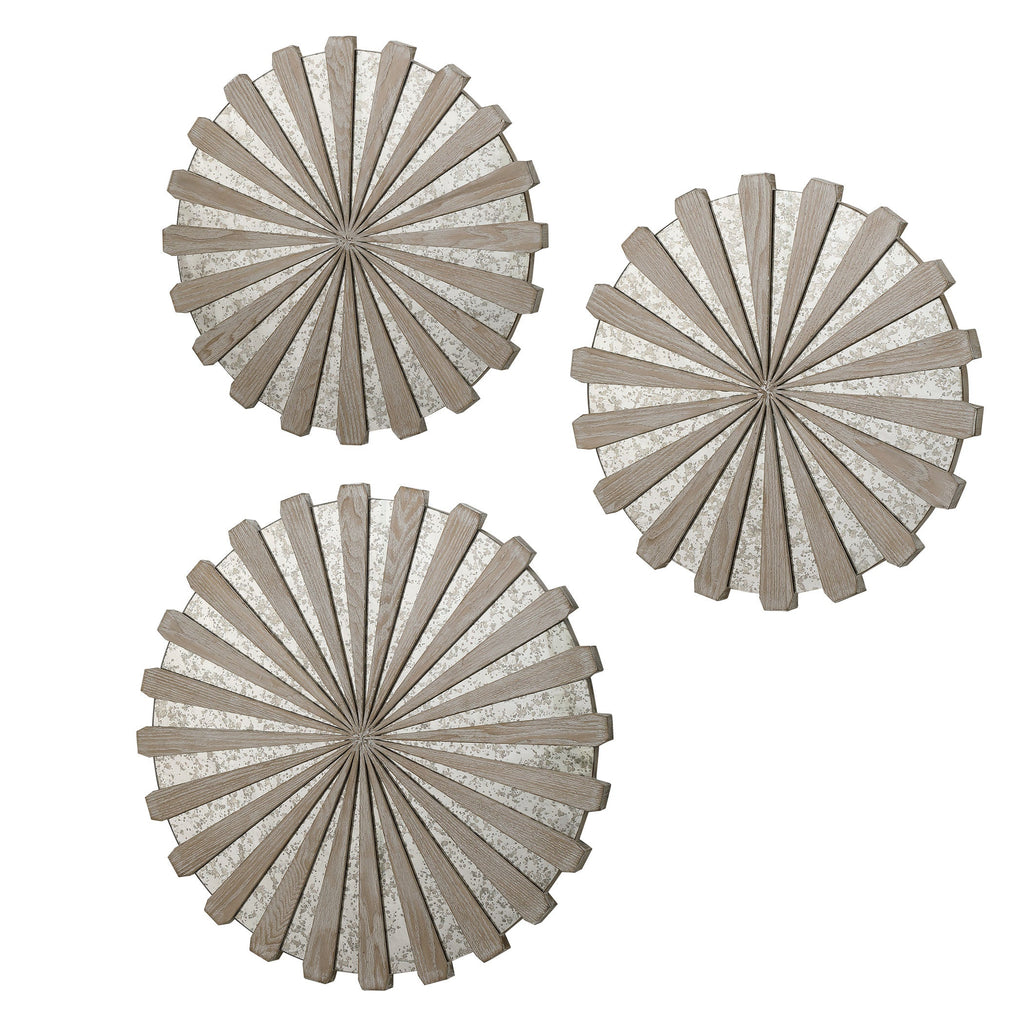 Daisies Mirrored Circular Wall Decor, Set of 3