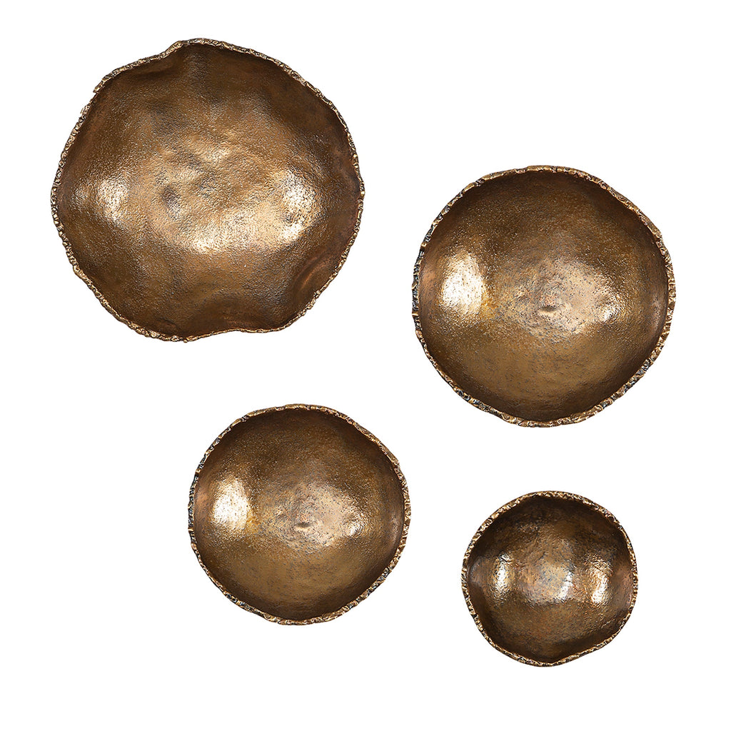 Lucky Coins Brass Wall Bowls, Set of 4