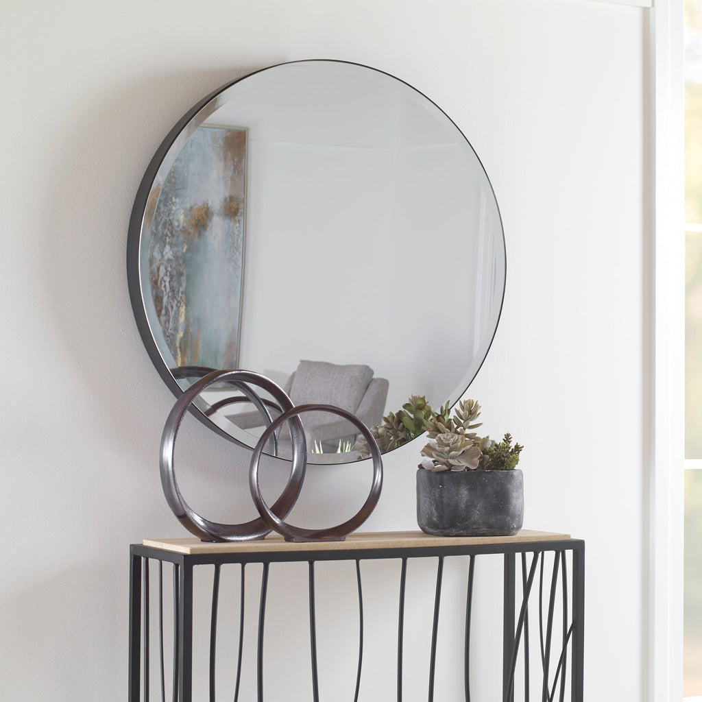 Cerelia Black Round Mirror