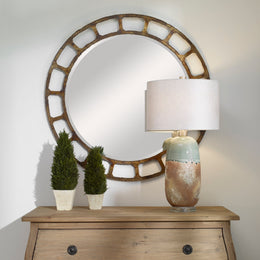 Darby Distressed Round Mirror