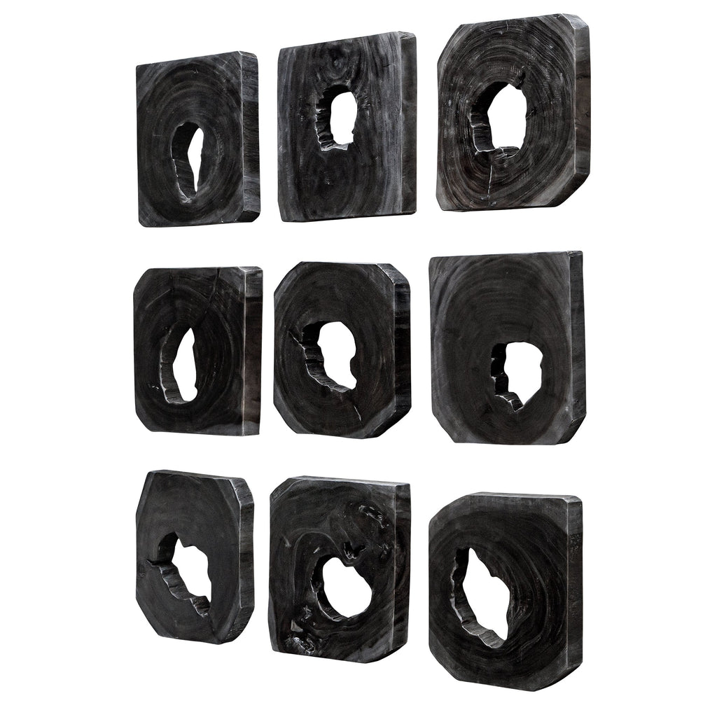 Bahati Ebony Wood Wall Art, Set of 9