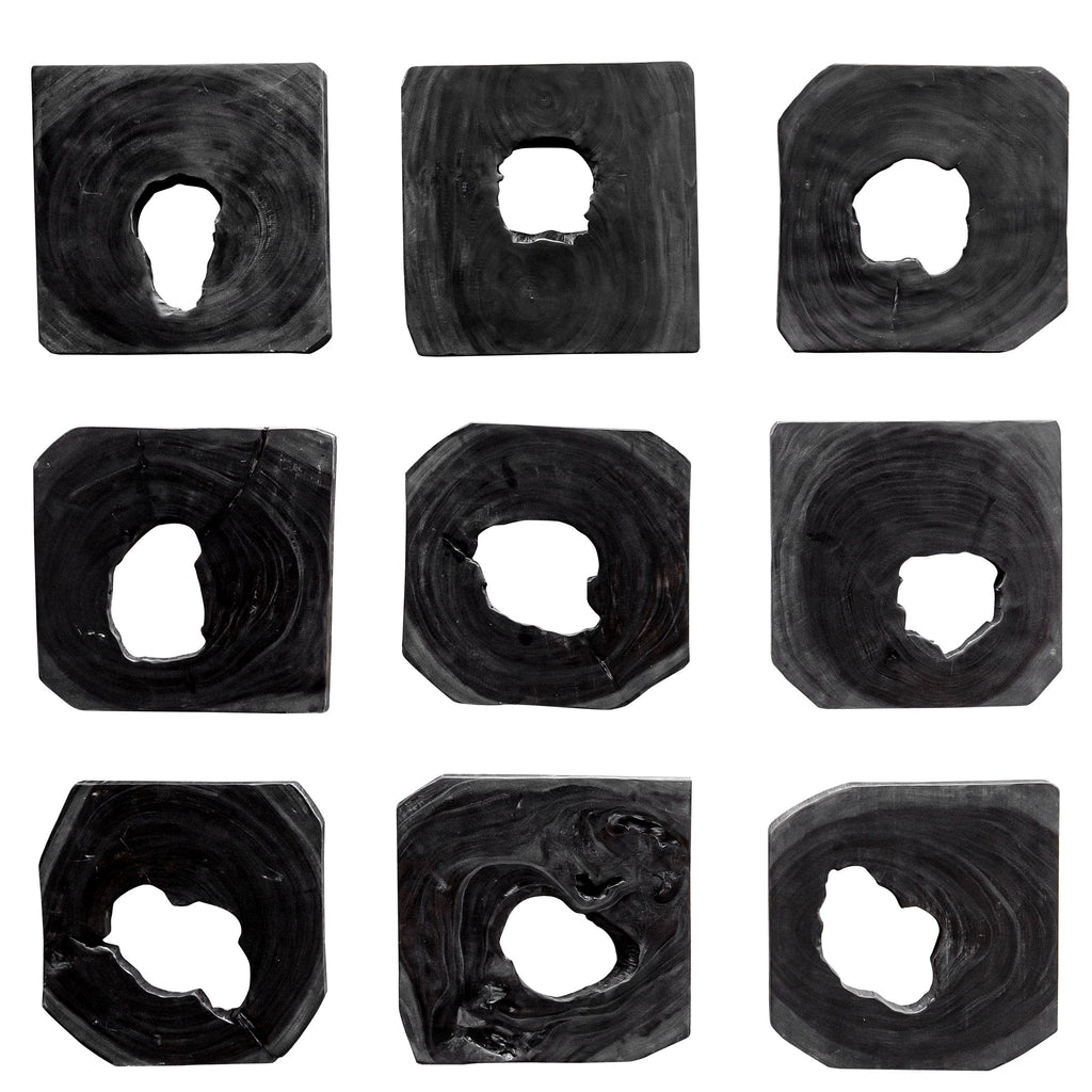 Bahati Ebony Wood Wall Art, Set of 9