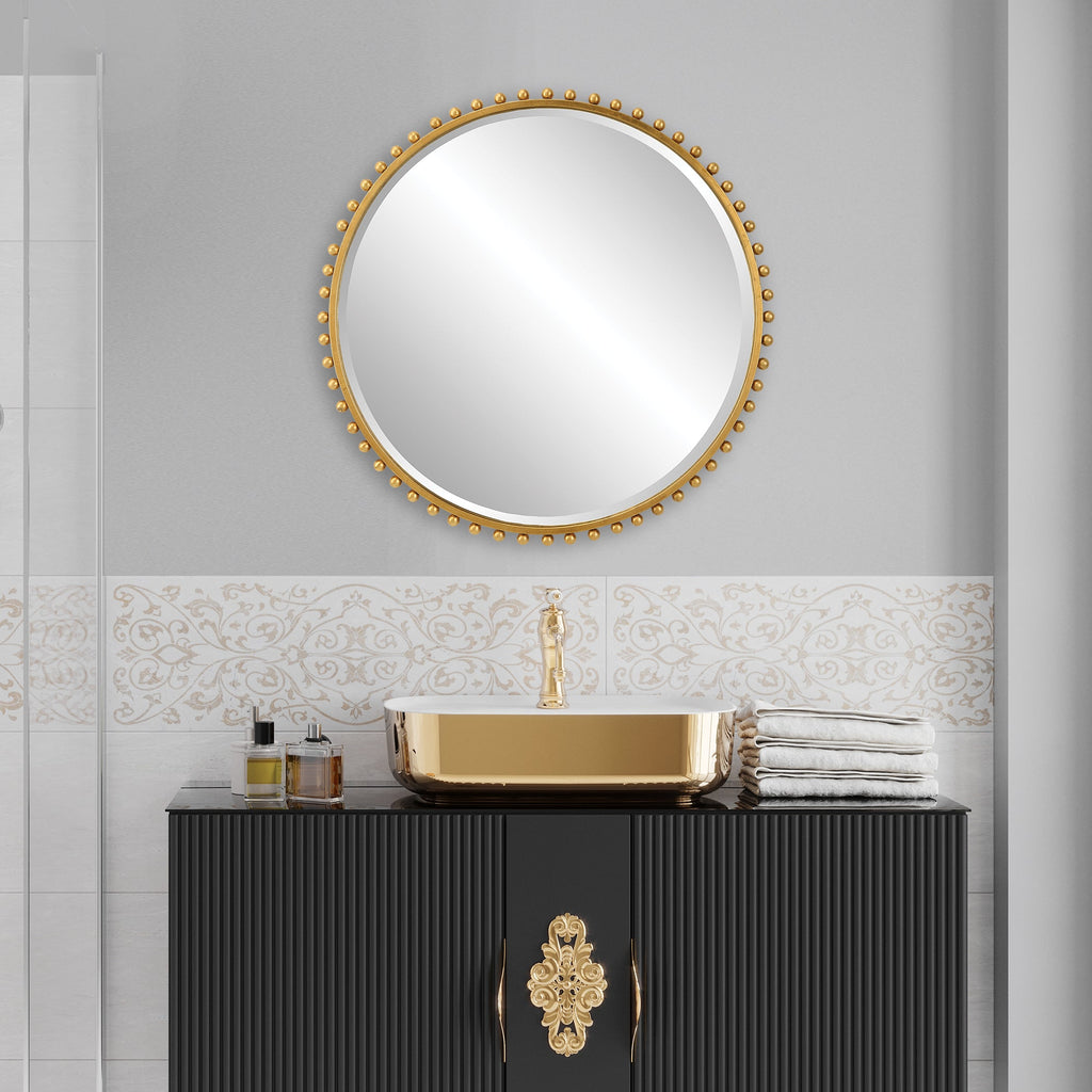 Taza Gold Round Mirror