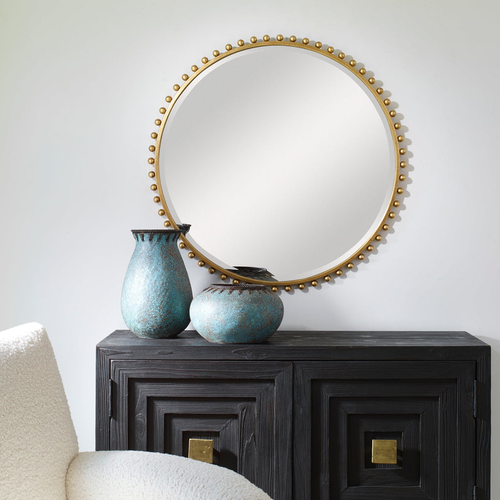 Taza Gold Round Mirror