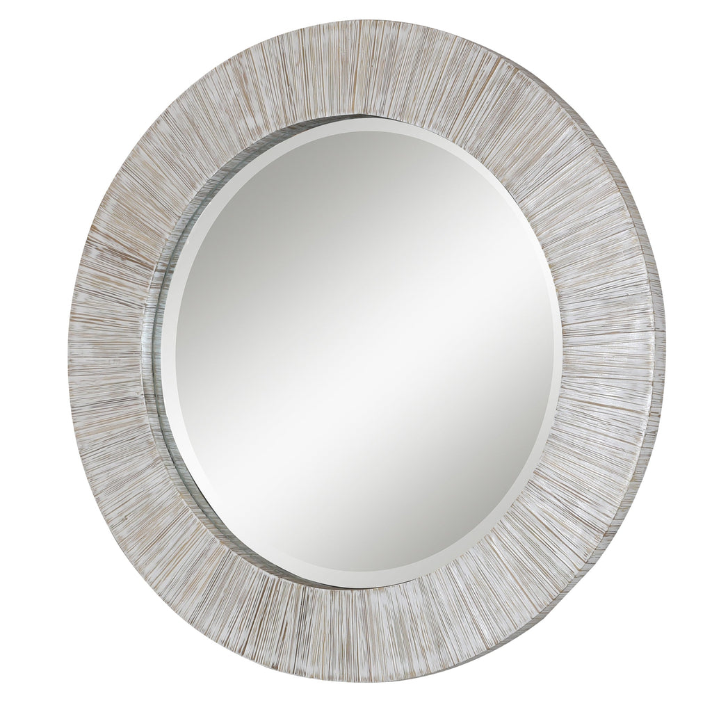 Repose Whitewash Round Mirror