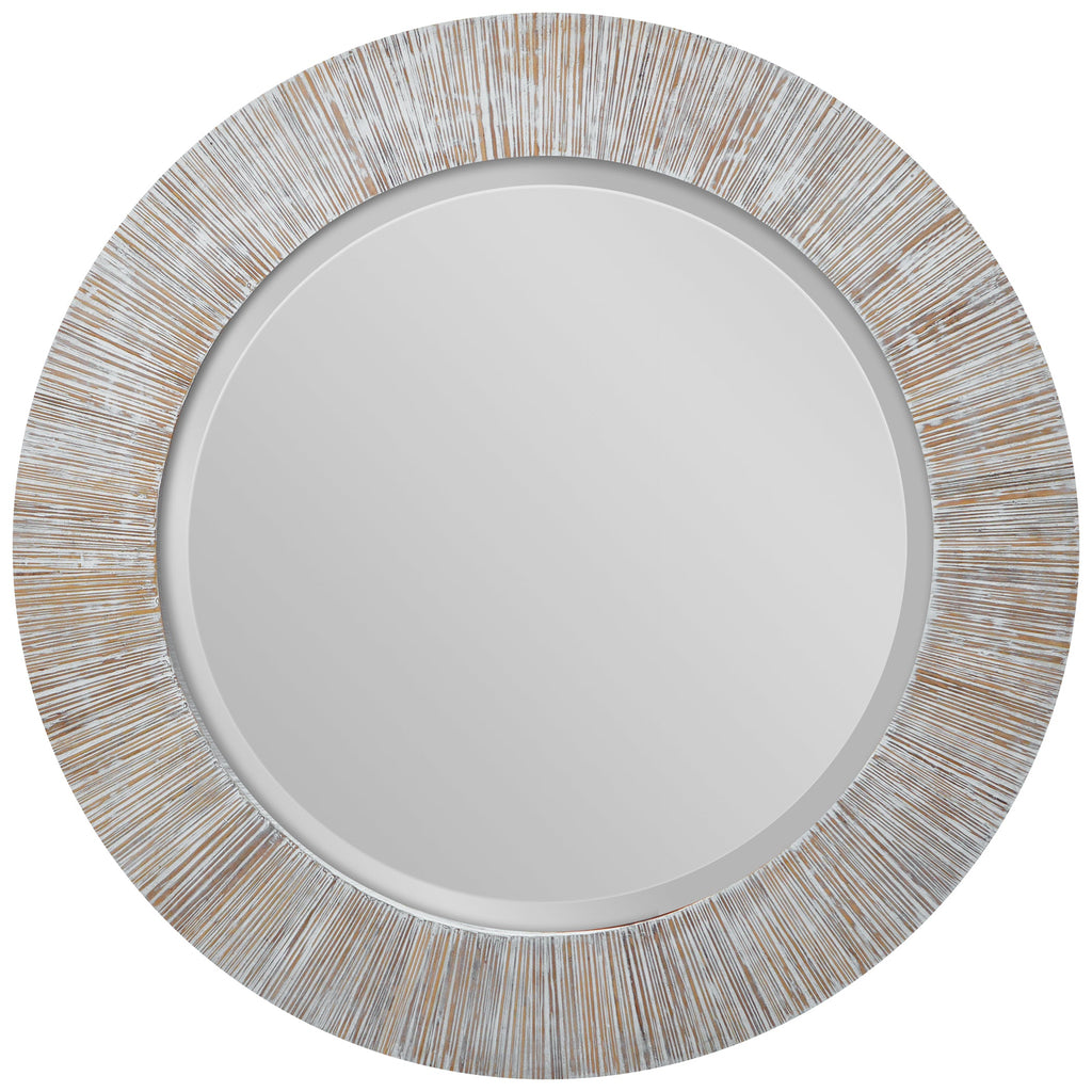 Repose Whitewash Round Mirror