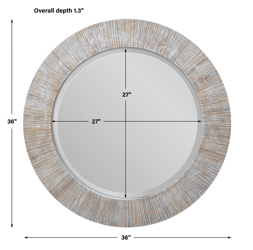 Repose Whitewash Round Mirror