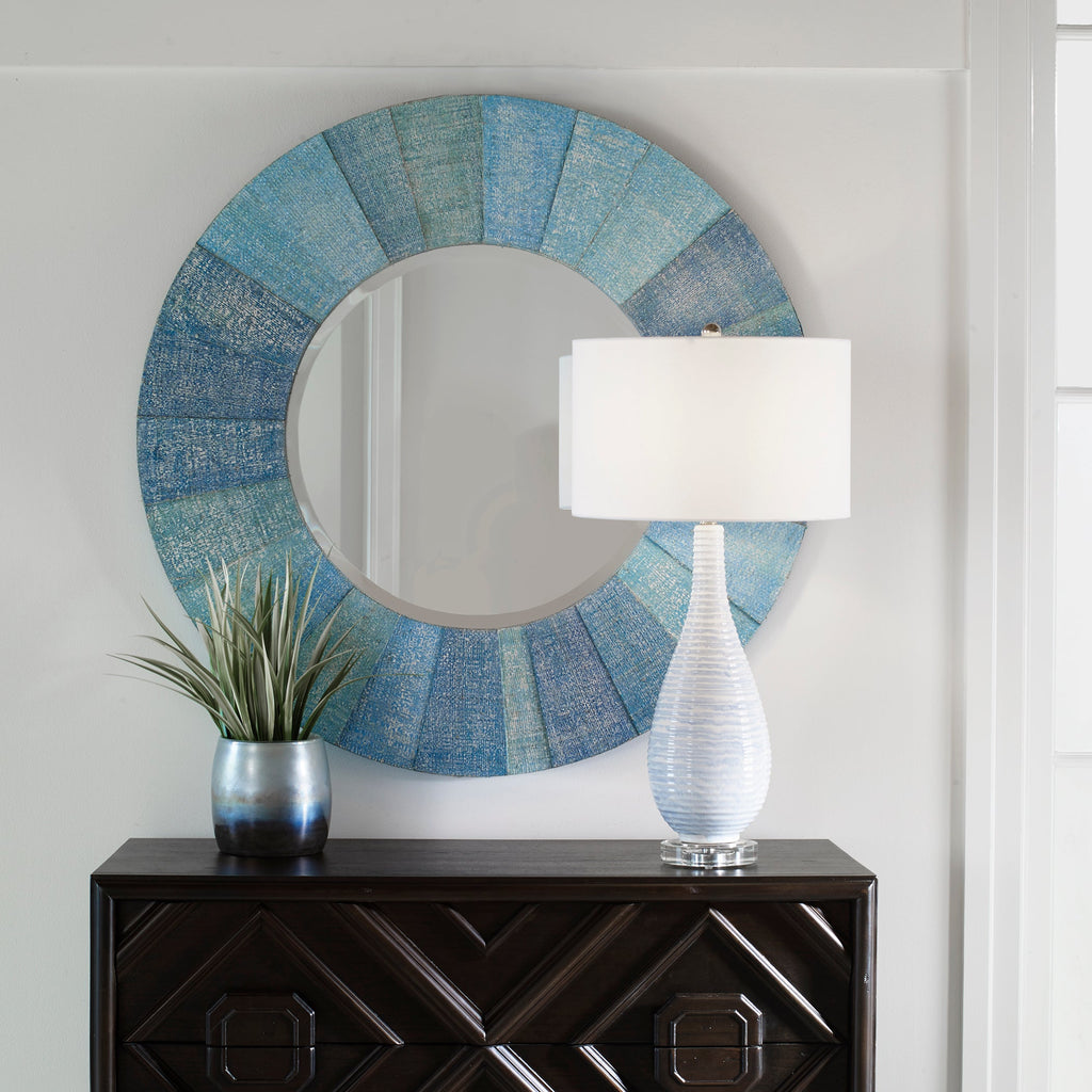 Isle Aqua Round Mirror