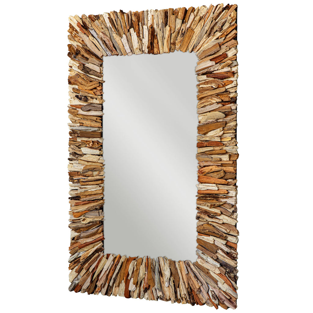 Teak Branch Rectangular Mirror