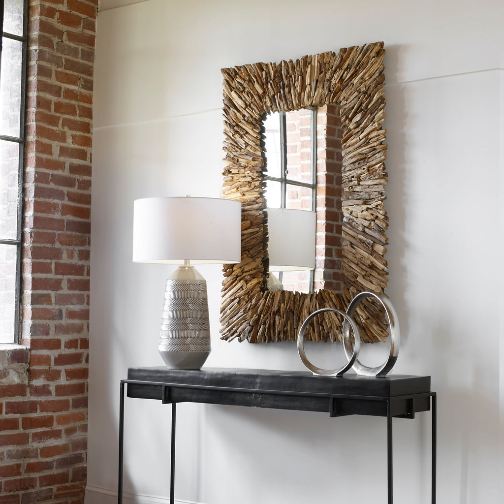 Teak Branch Rectangular Mirror