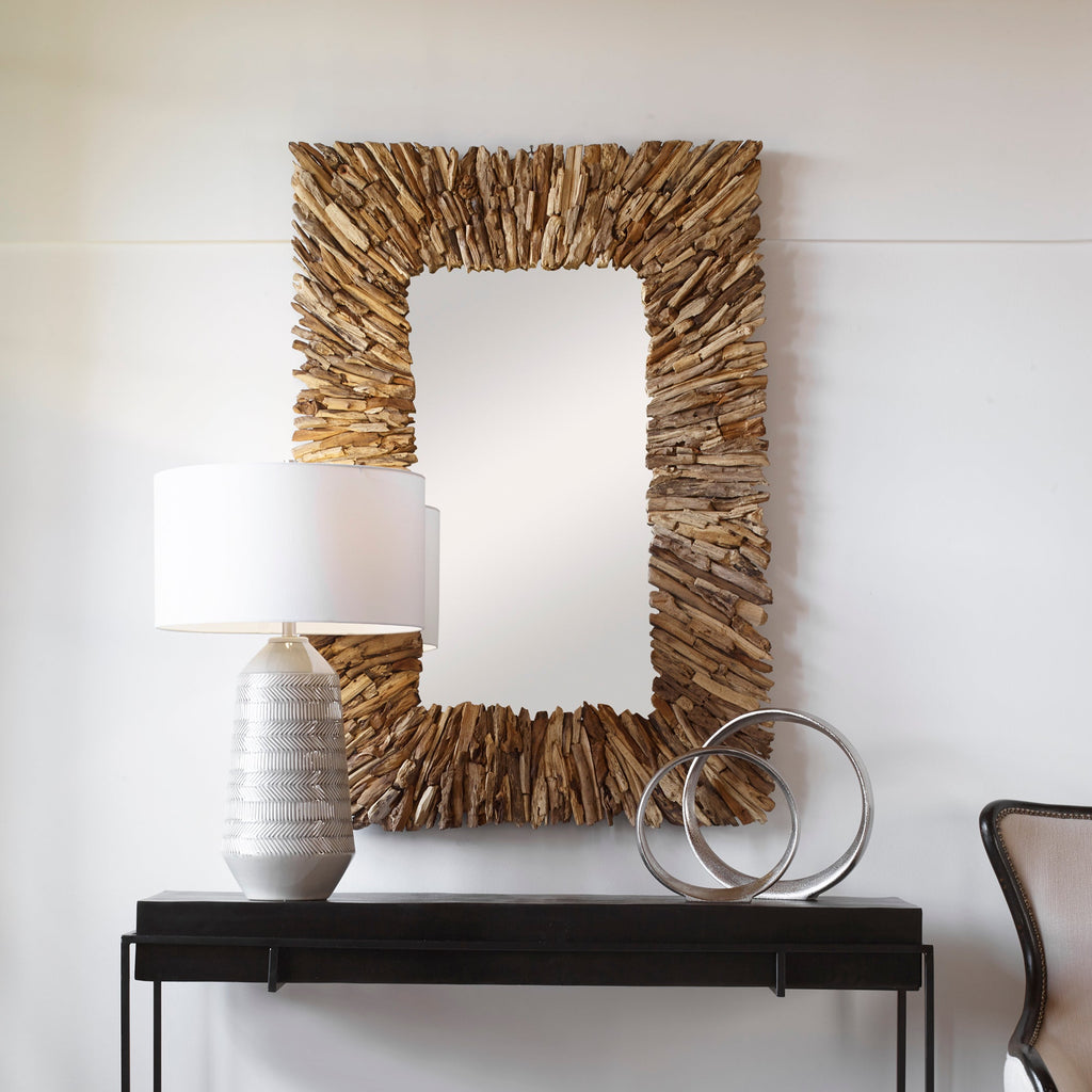 Teak Branch Rectangular Mirror