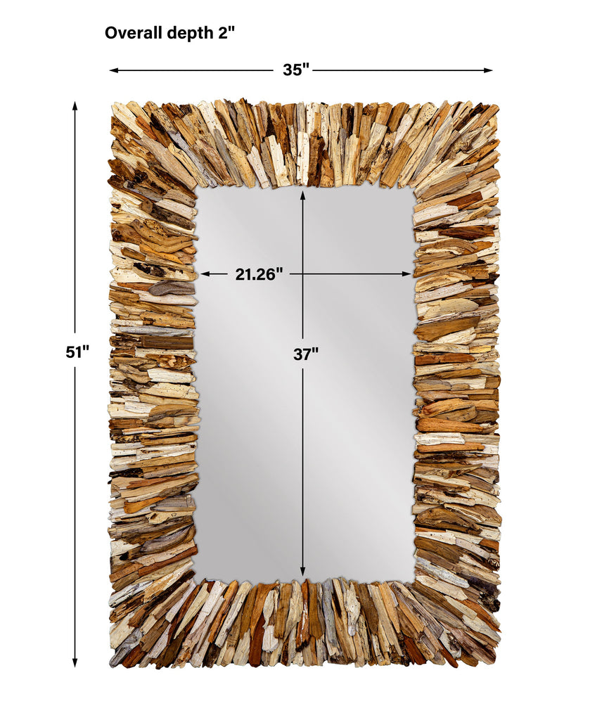 Teak Branch Rectangular Mirror