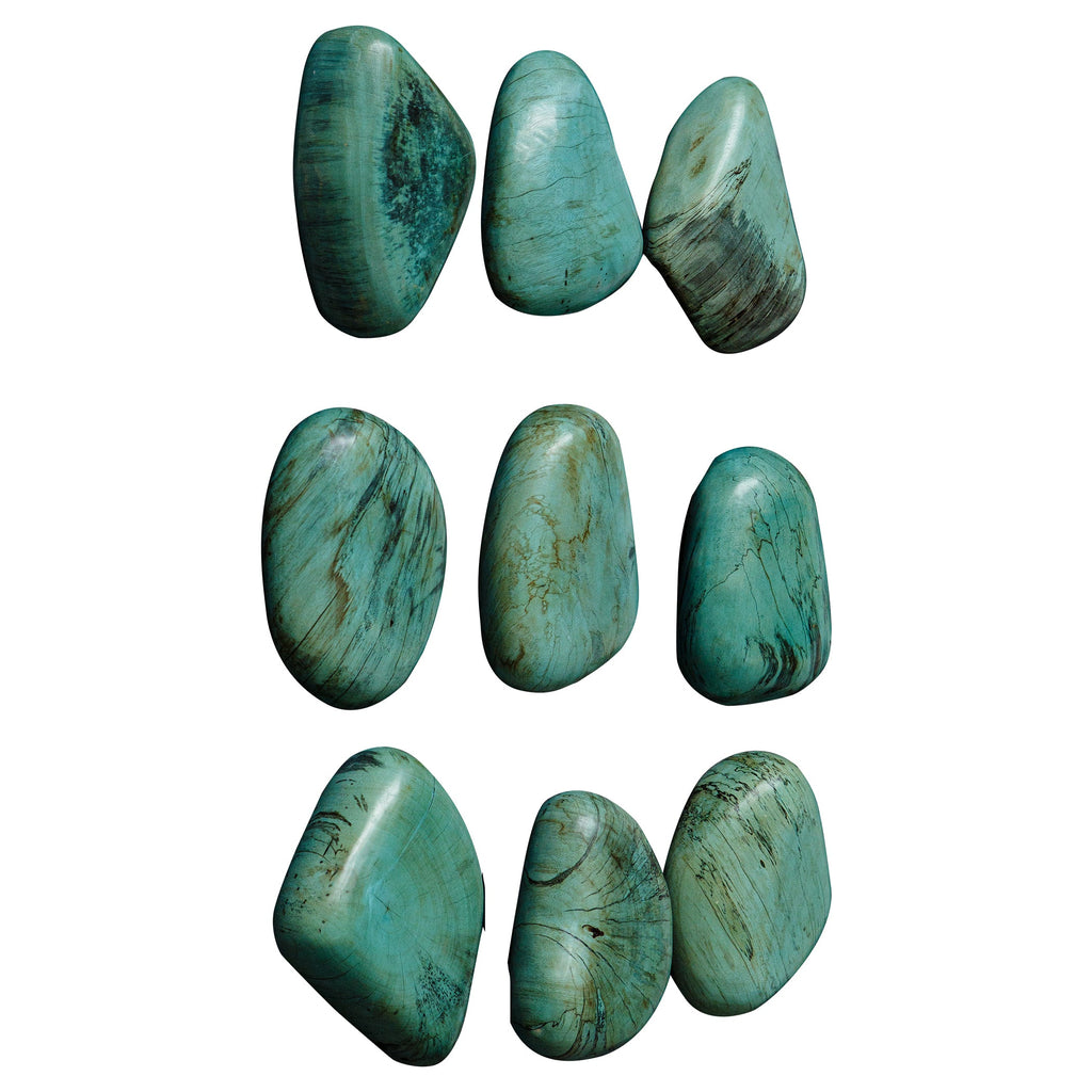 Pebbles Aqua Wood Wall Decor,Set of 9