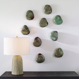 Pebbles Aqua Wood Wall Decor,Set of 9