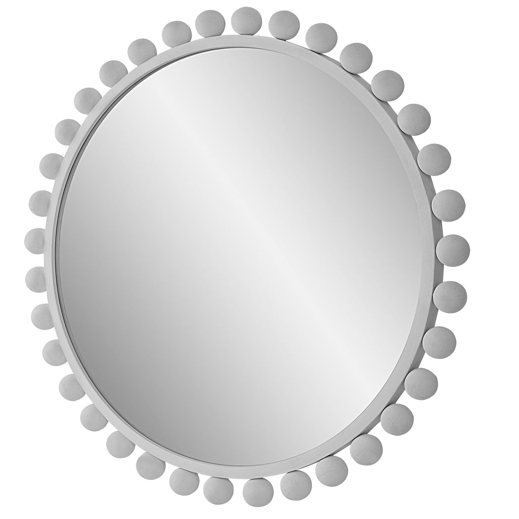 Cyra White Round Mirror