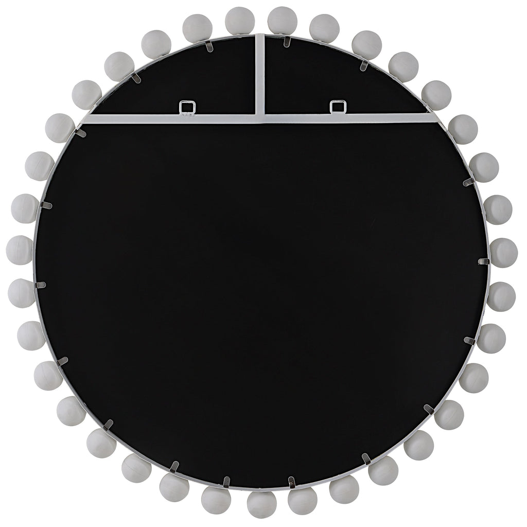 Cyra White Round Mirror