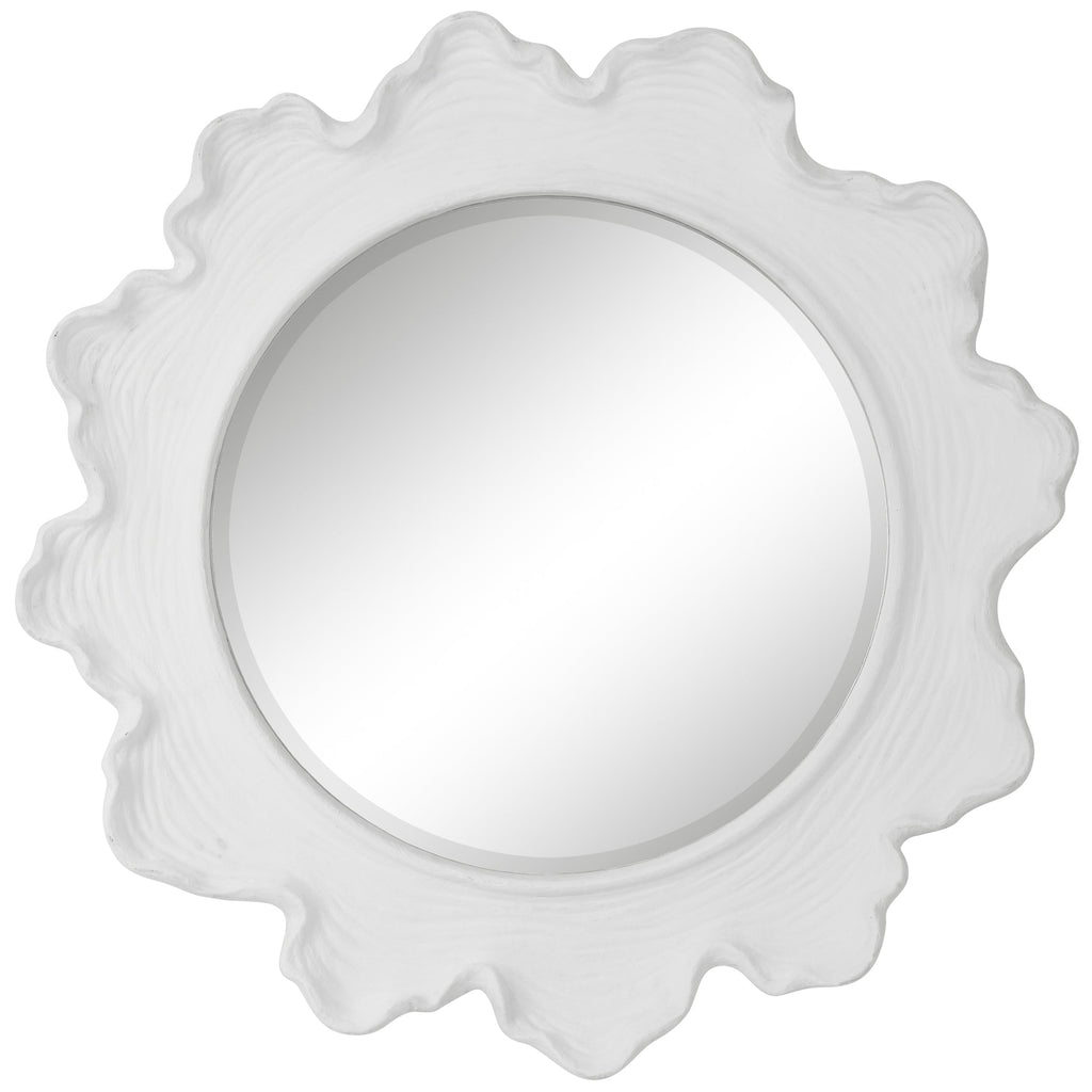 Sea Coral White Round Mirror