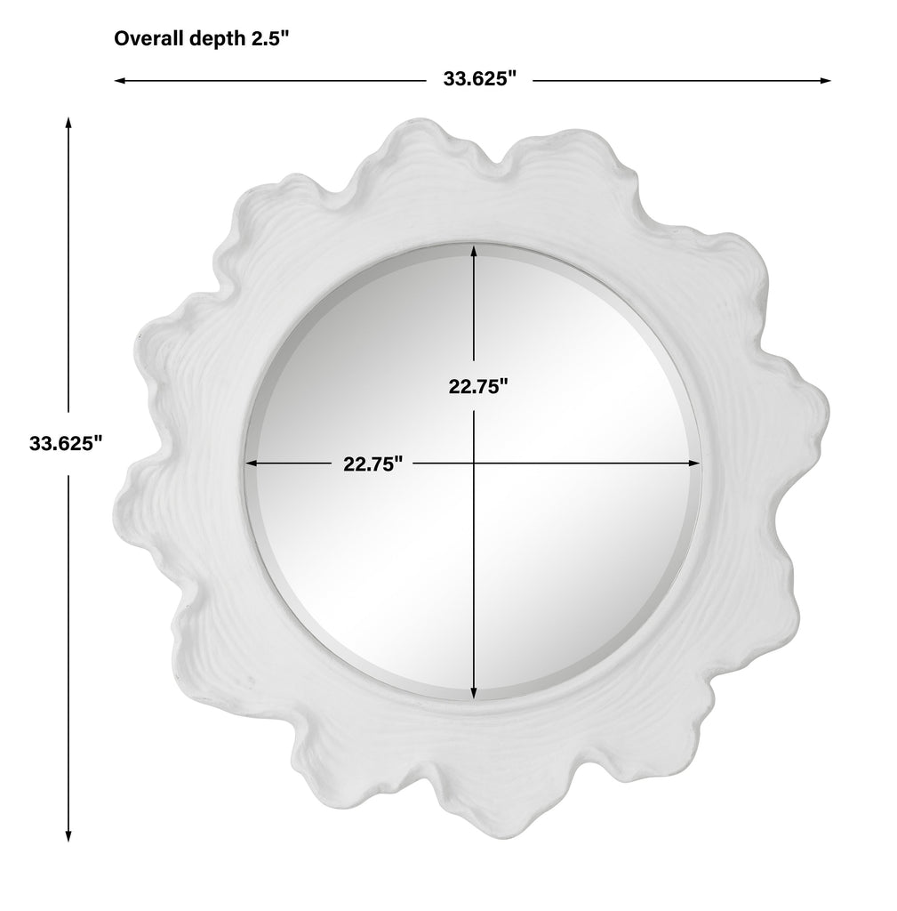 Sea Coral White Round Mirror