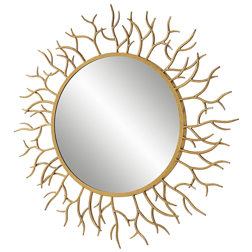 Into The Woods Gold Round Mirror