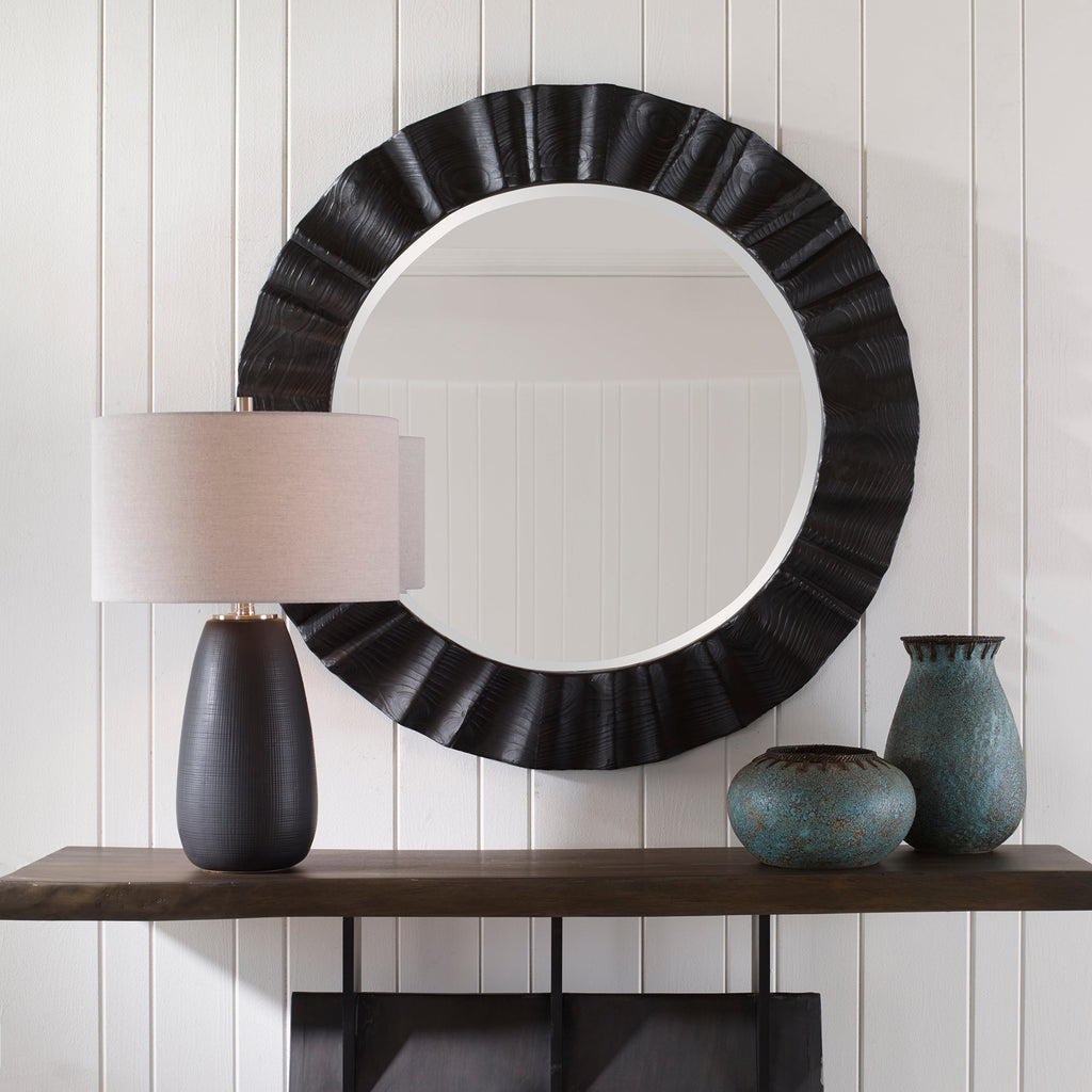 Caribou Dark Espresso Round Mirror